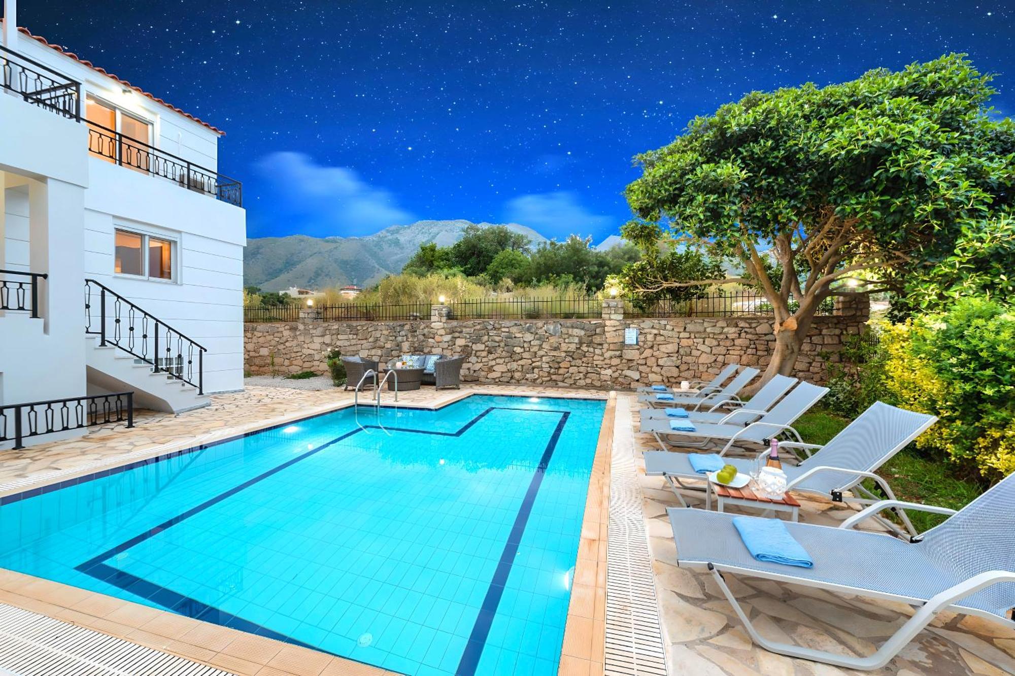 Mare Blue Villas Heated Pool Kournás Exterior foto