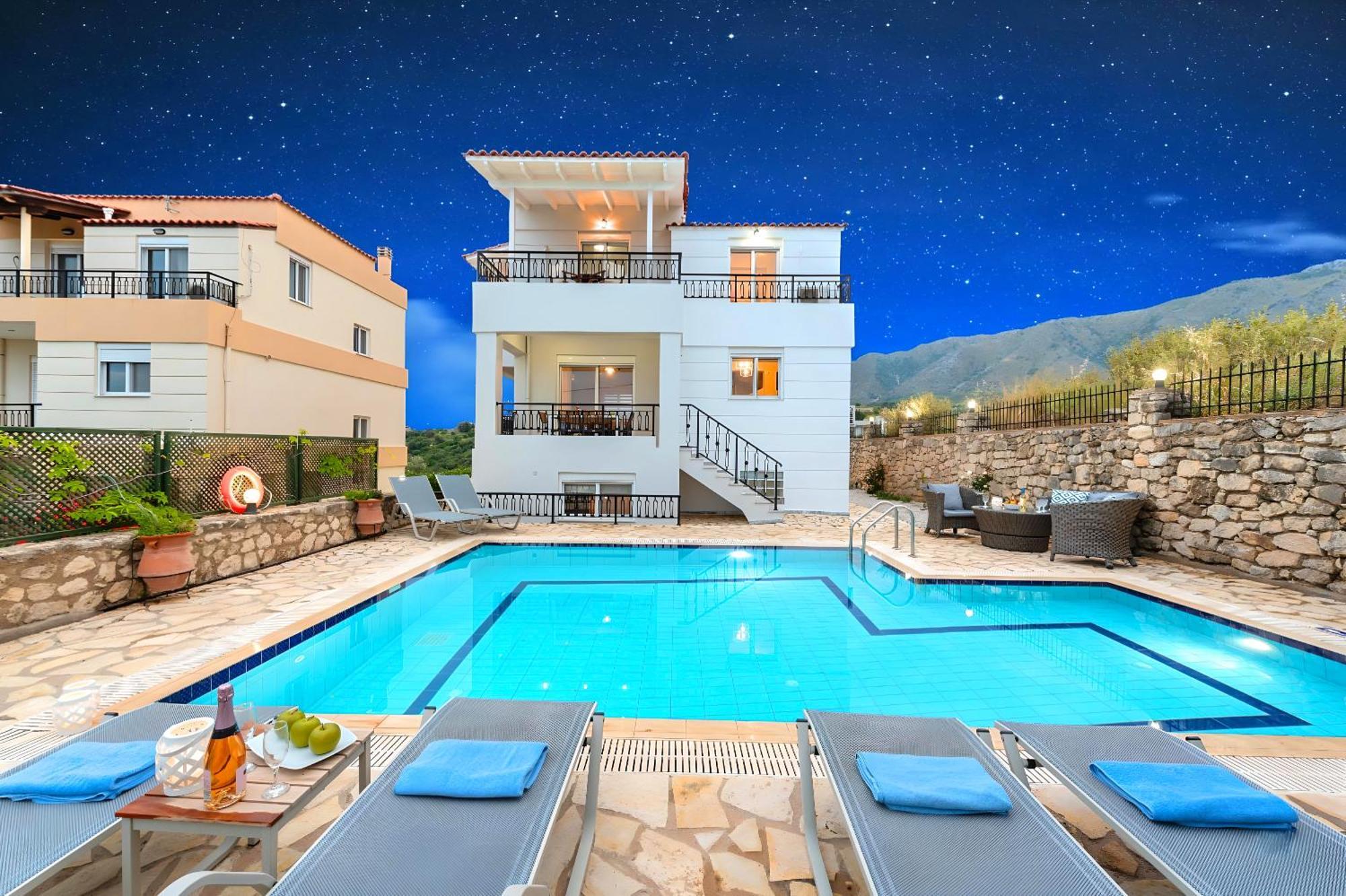 Mare Blue Villas Heated Pool Kournás Exterior foto